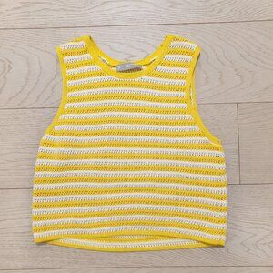 Everlane Women's Striped Yellow Knit Tank Top Sleeveless